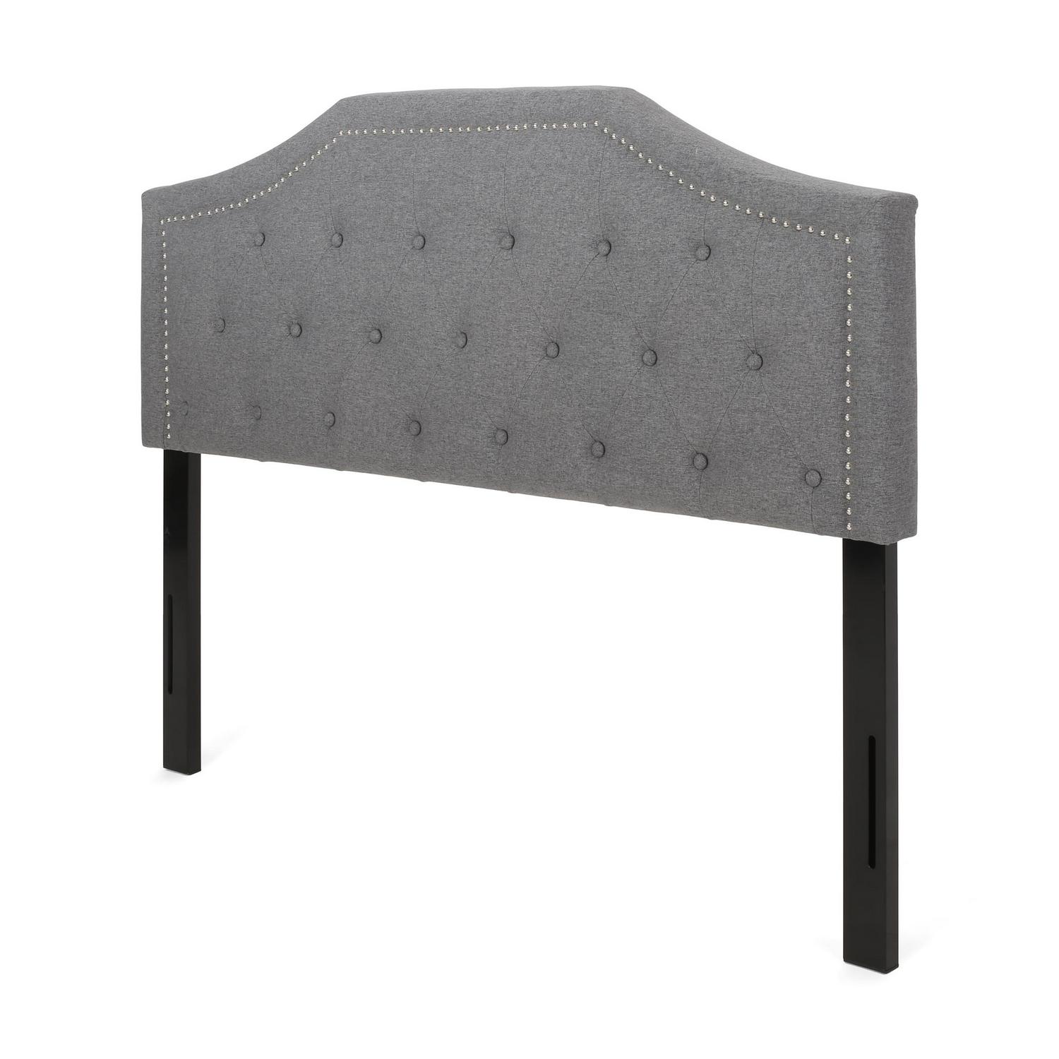 Noble House Rigley Contemporary Fabric Upholstered Queen/Full Headboard， Charcoal Gray and Black