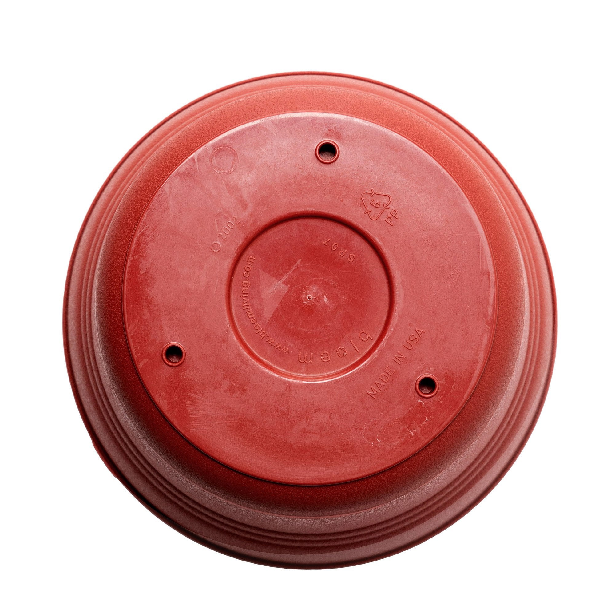 Bloem Saturn Round Planter With Saucer Tray: 12" - Burnt Red - Durable Plastic Pot, Matte Finish, Removable Saucer, For Indoor & Outdoor Use, Gardening, 3 Gallon Capacity