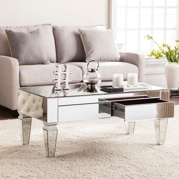 SEI Furniture Olivia Contemporary Mirrored Rectangular Coffee Table