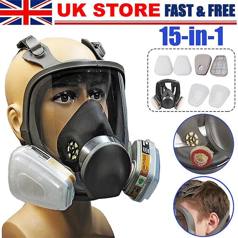 15 In 1 Full Face Gas Mask Respirator For 6800 Paint Spray Protective Facepiece W12704830