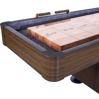 Hathaway Challenger 14 ft. Shuffleboard Table w Walnut Finish Hardwood Playfield Storage Cabinets BG1218