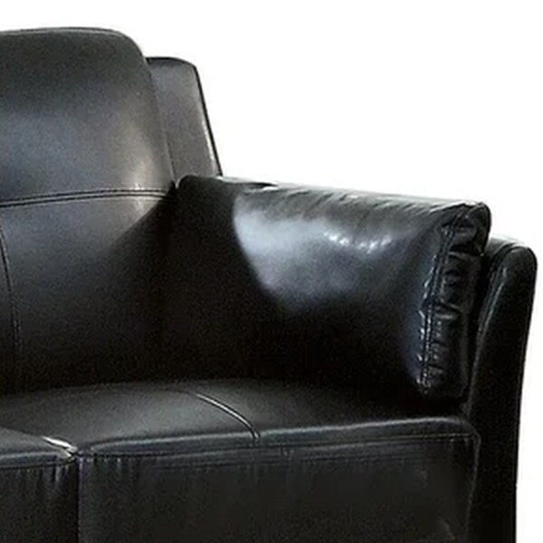 3 Seater Contemporary Sofa with Cushioned Armrests， Black