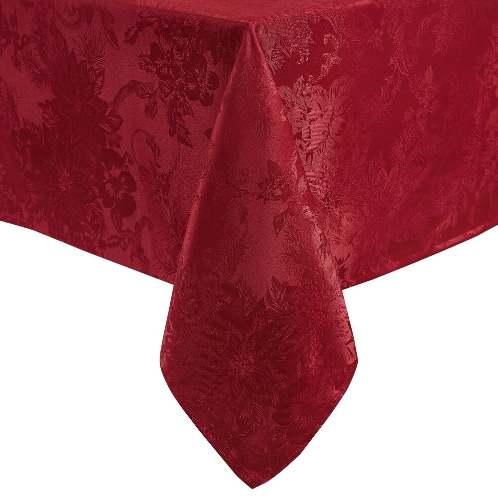 Porch   Den Prahl Jacquard Poinsettia Tablecloth