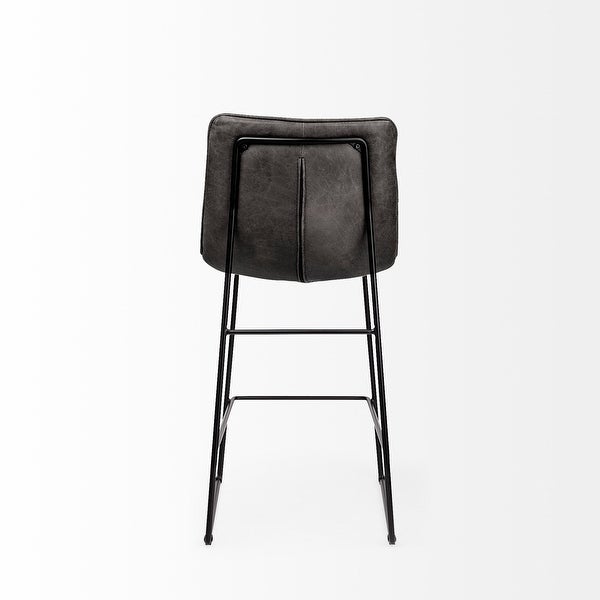 Black Leather Metal Frame Counter Stool - 21.65