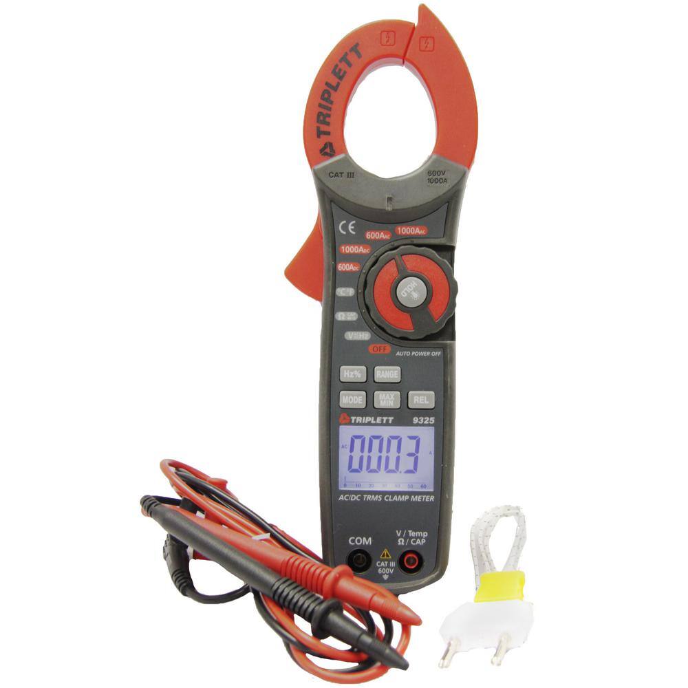 TRIPLETT 1000 Amp ACDC True RMS Clamp Meter 9325