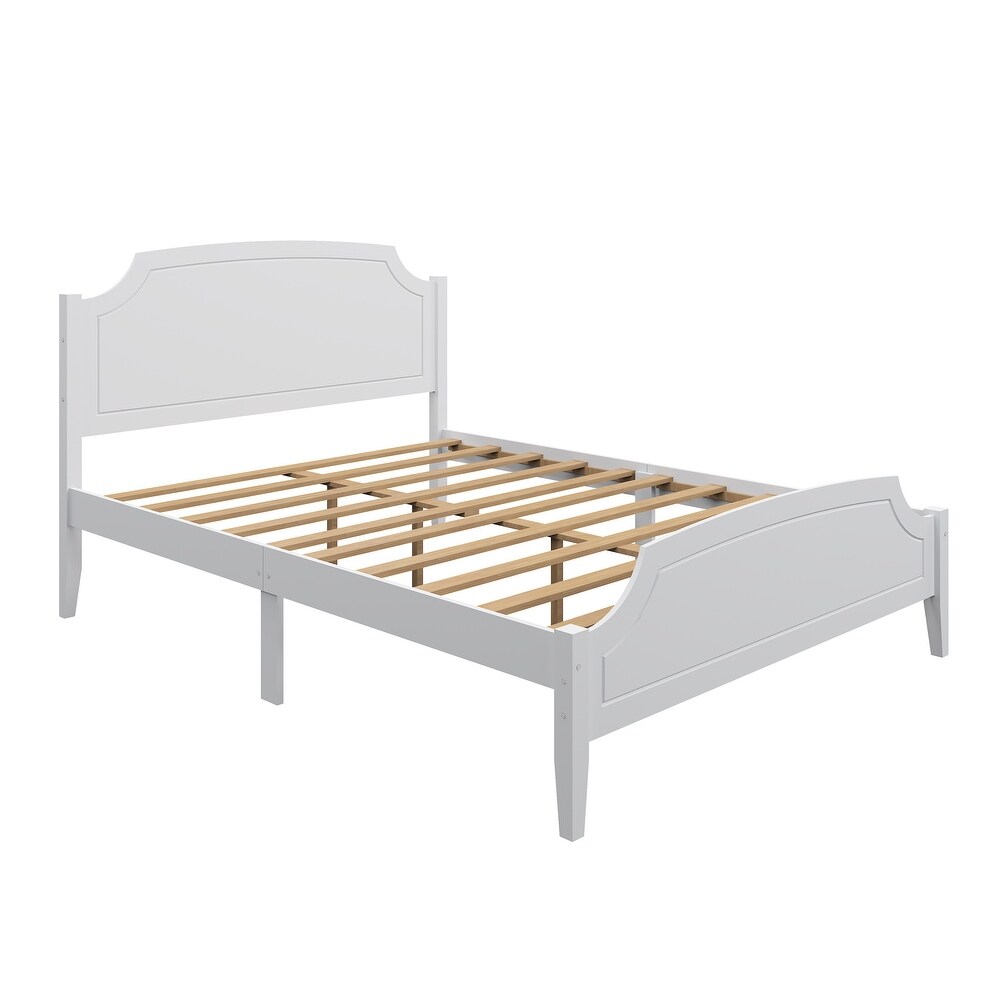 White Contemporary Roman Style Solid Wood Bed