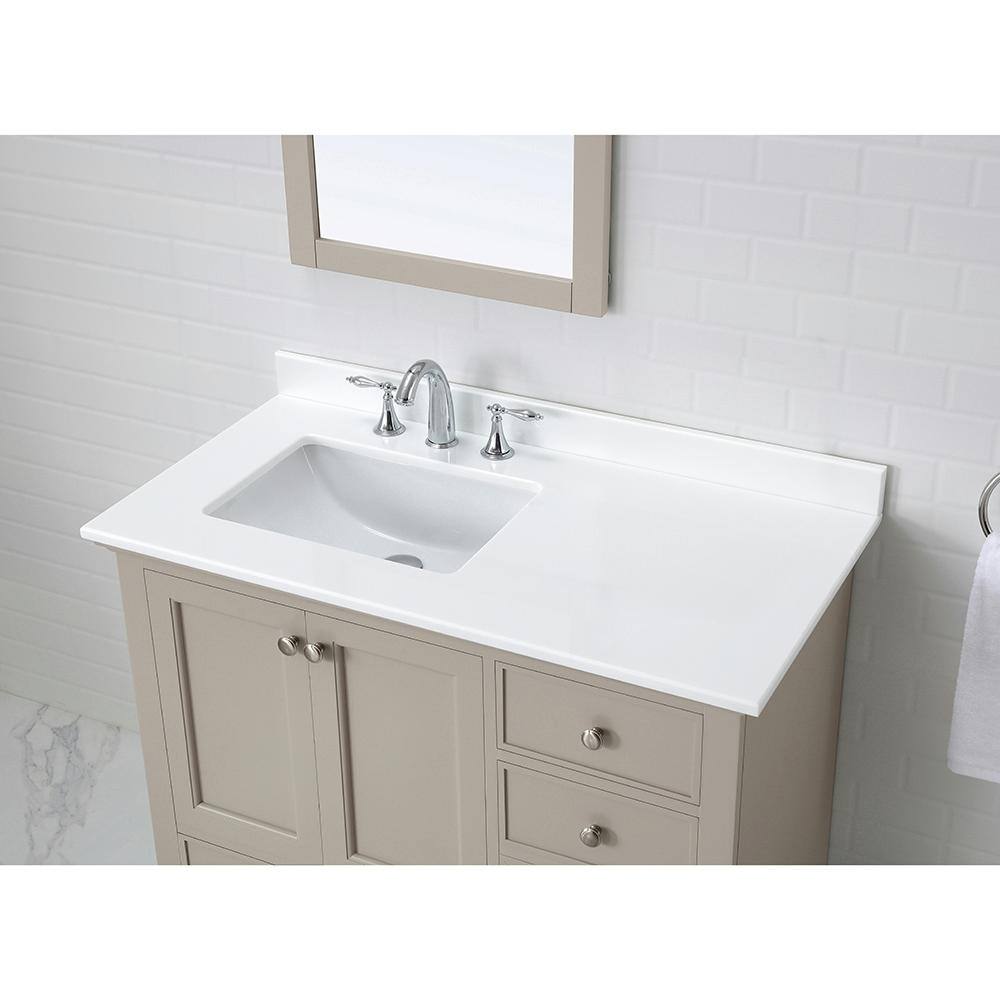 Home Decorators Collection Orillia 42 in. W x 22 in. D Vanity in Greige with Marble Vanity Top in White with White Sink Orillia 42G