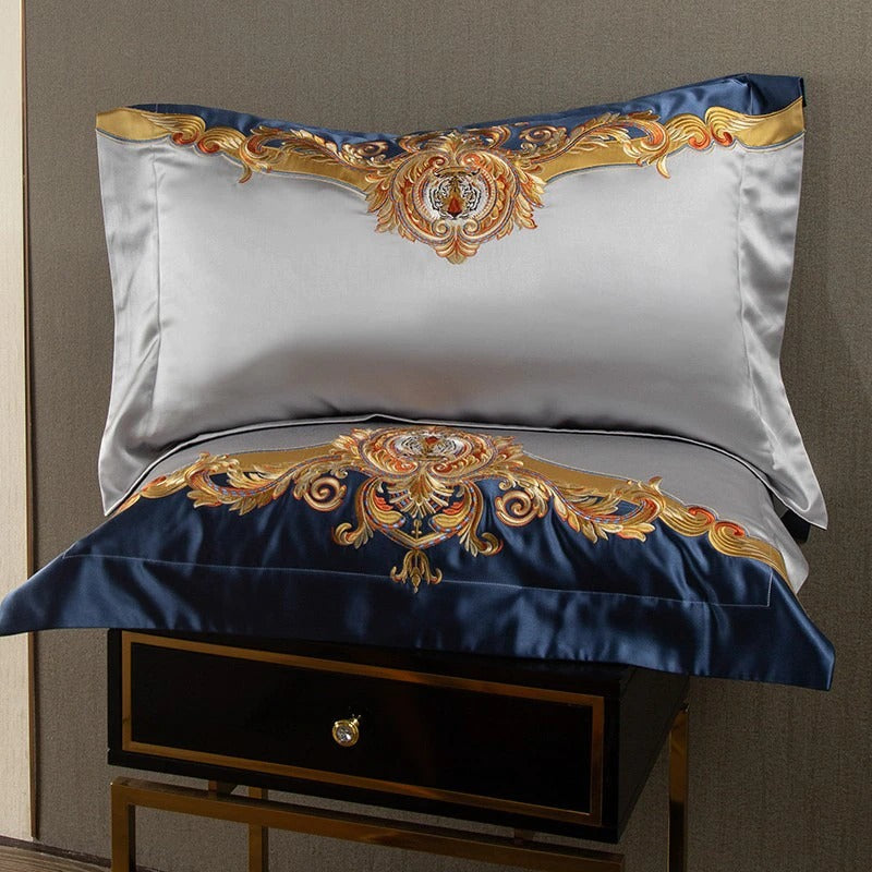 Embroidered Satin Duvet Cover Set