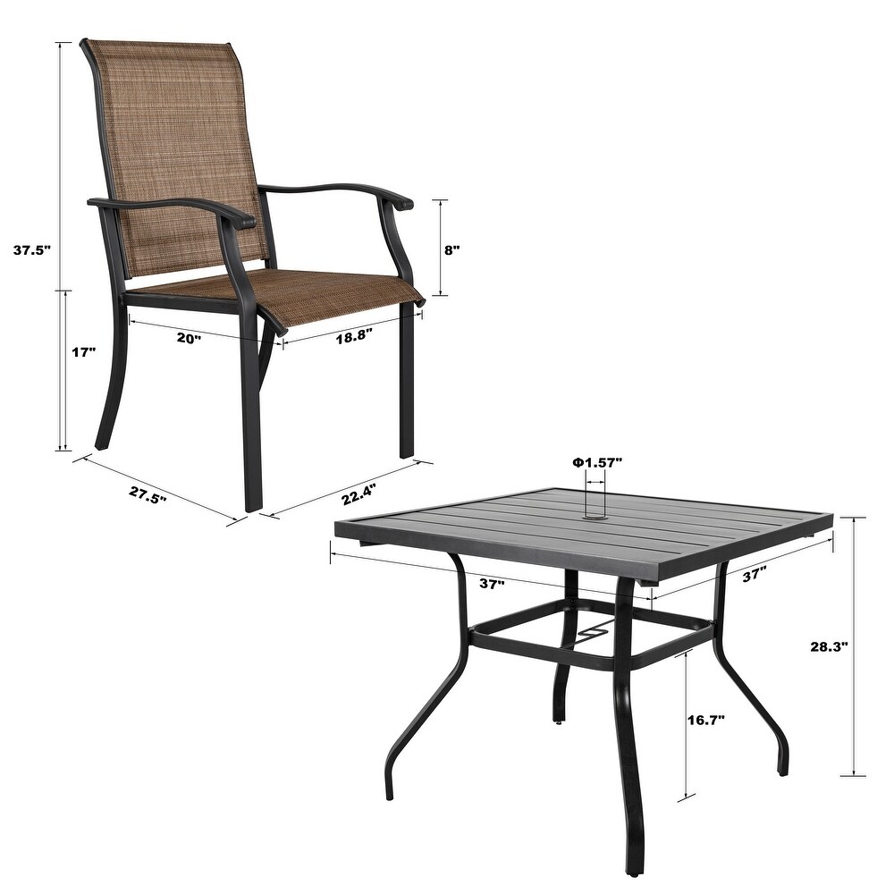 Outdoor 5 Piece Dining Set  Textilene Fabric  Powder coated Iron Frame