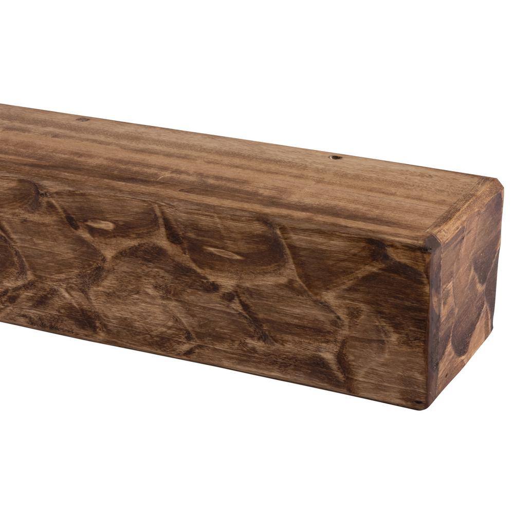 Dogberry Collections 72 in. W x 5.5 H x 6.25 in. D Rough Hewn Aged Oak Cap-Shelf Mantel m-hewn-7262-agok-none