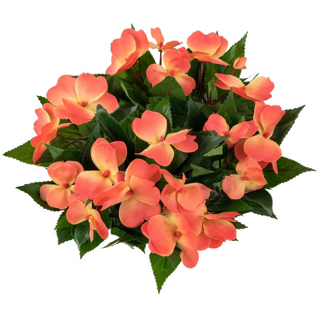 Orange New Guinea Impatiens Artificial Floral Bush