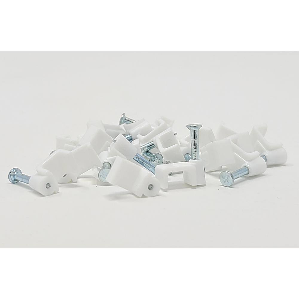 Micro Connectors Inc 50 ft. Cat 7 Shielded RJ45 Flat Patch 32 AWG Cable with Cable Clips White E11-050FL-W