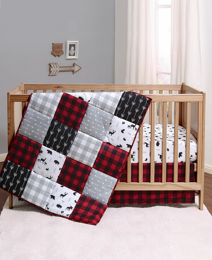 The Peanutshell PSP Buffalo Plaid 3-Piece Crib Bedding Set