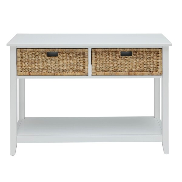 Urban Designs Console Table With Two Basket-like Front Drawers - White