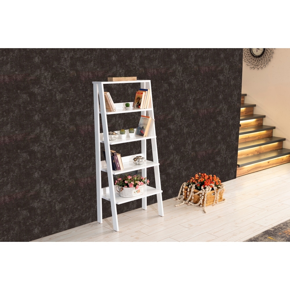 5 Tier Modern Ladder Bookshelf  Wood Frame Bookshelf for Small Spaces in your Living Rooms  Office Furniture Bookcase