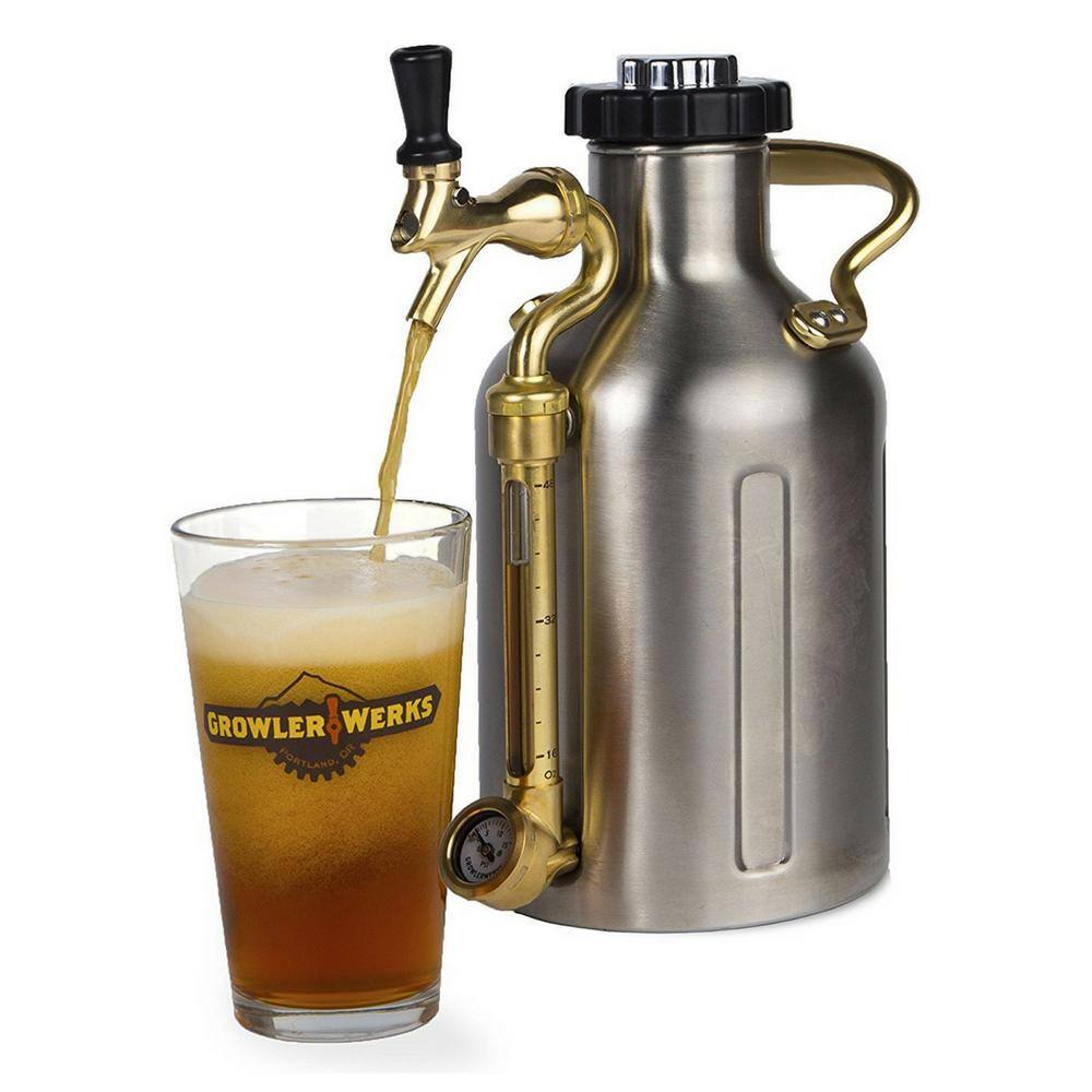 GrowlerWerks uKeg 64 oz. Stainless Steel Carbonated Growler GWA1001-ST-NB-00