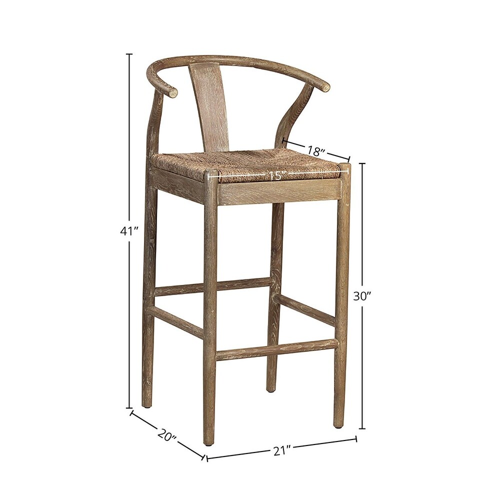 Kairo Natural Oak and Woven Wicker Dining Bar Stool