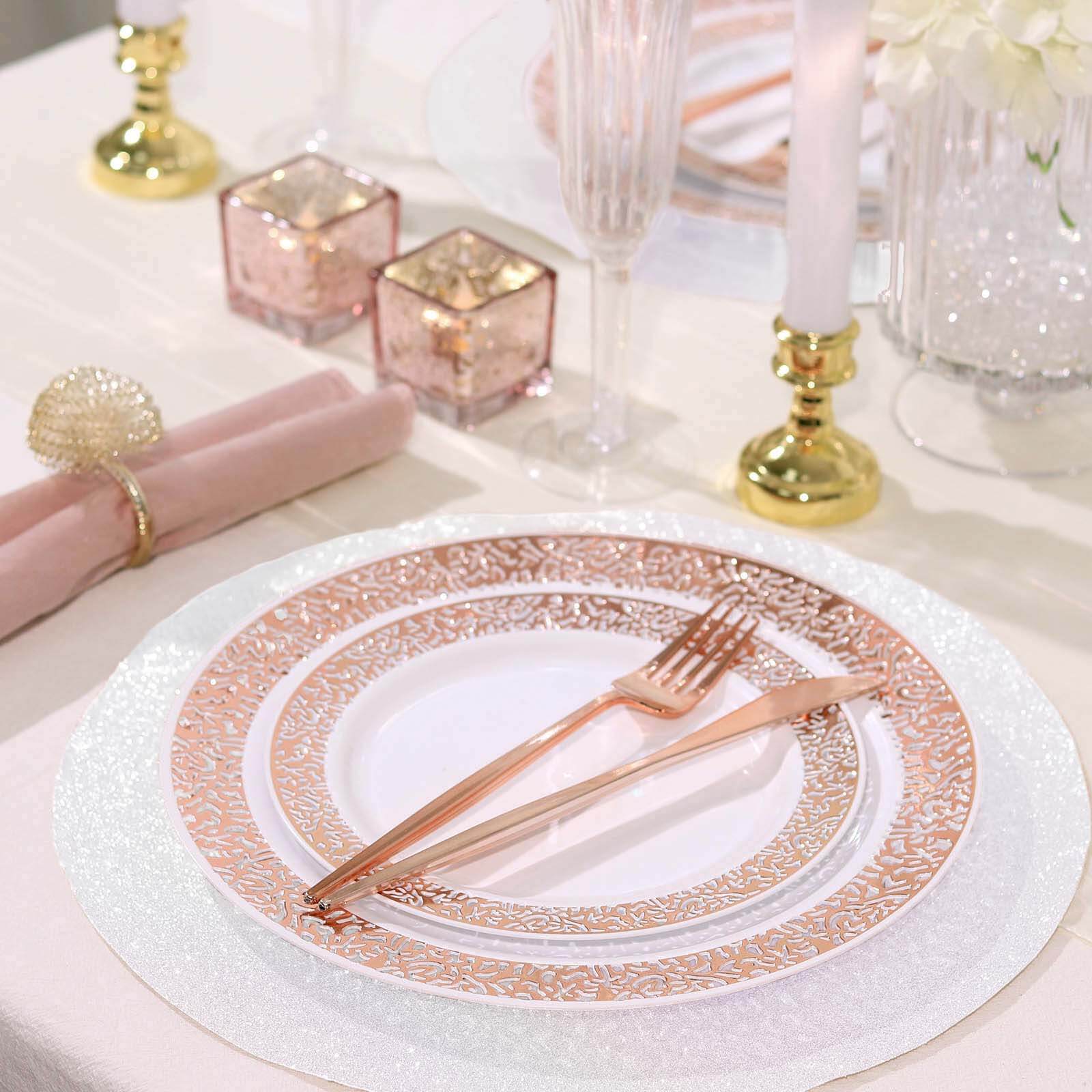 6 Pack Iridescent Sparkle Placemats, Non Slip Decorative Round Glitter Table Mat