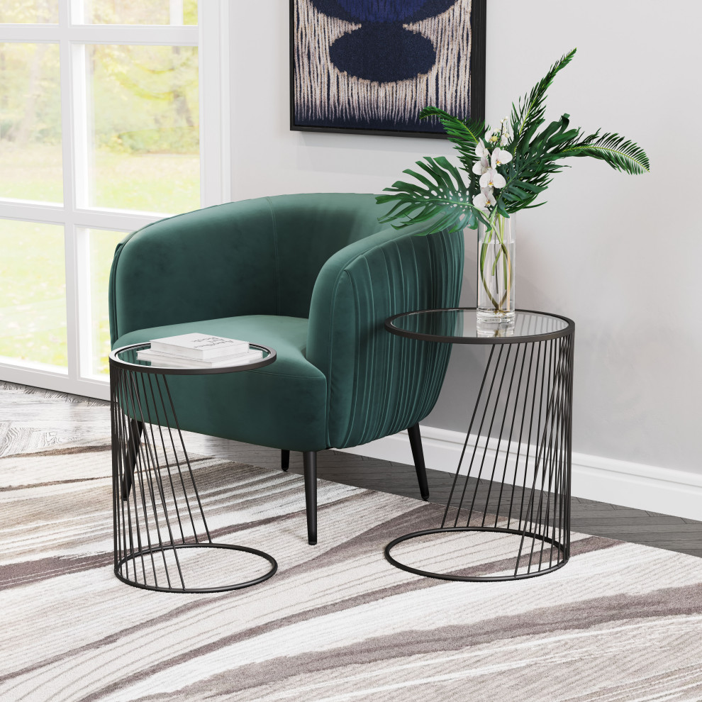 Shine Nesting Tables Set Clear and Black   Transitional   Coffee Table Sets   by Zuo Modern Contemporary  Houzz