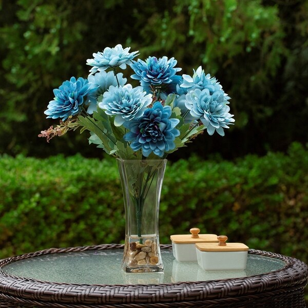 Mixed Artificial Daisy Floral Arrangements in Vase with River Stone，Table Centerpieces for Dining Room