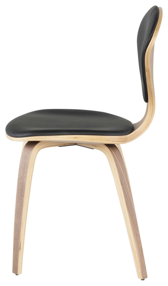 Satine Black Leather Dining Chair   Midcentury   Dining Chairs   by Kolibri Decor  Houzz