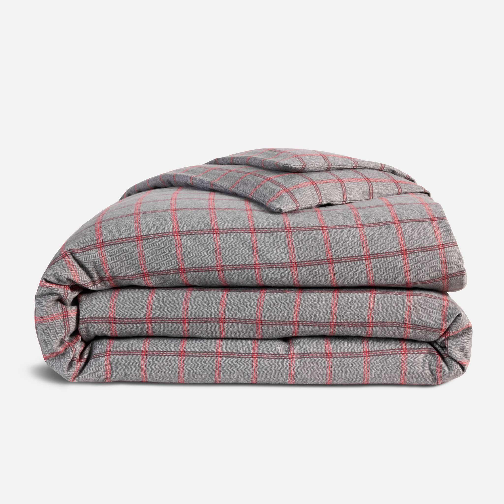 Herringbone Plaid Flannel Duvet Cover