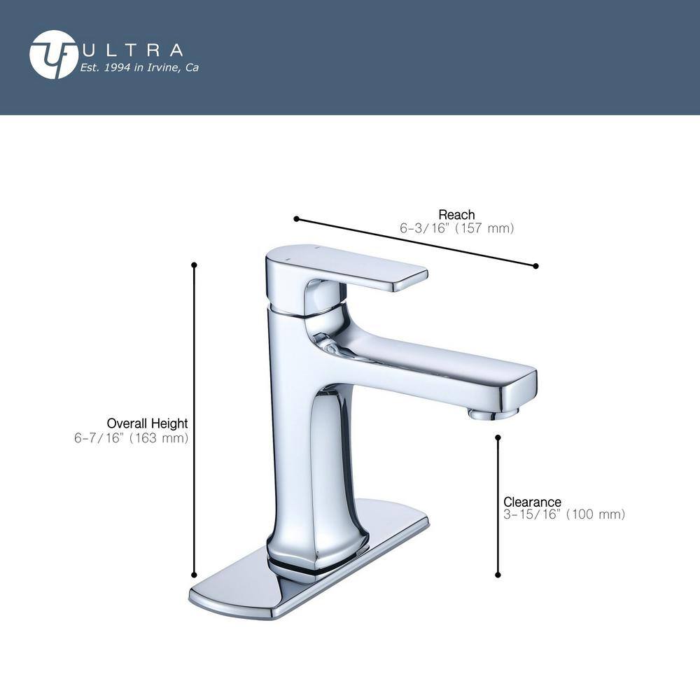 Ultra Faucets Dean Single Hole Single-Handle Lavatory Bathroom Faucet Rust Resist in Matte Black UF38107