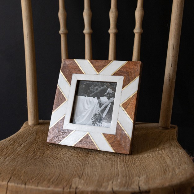 4x6 Inch Pieced Geometric Picture Frame Acacia Wood Mdf Resin amp Glass By Foreside Home amp Garden