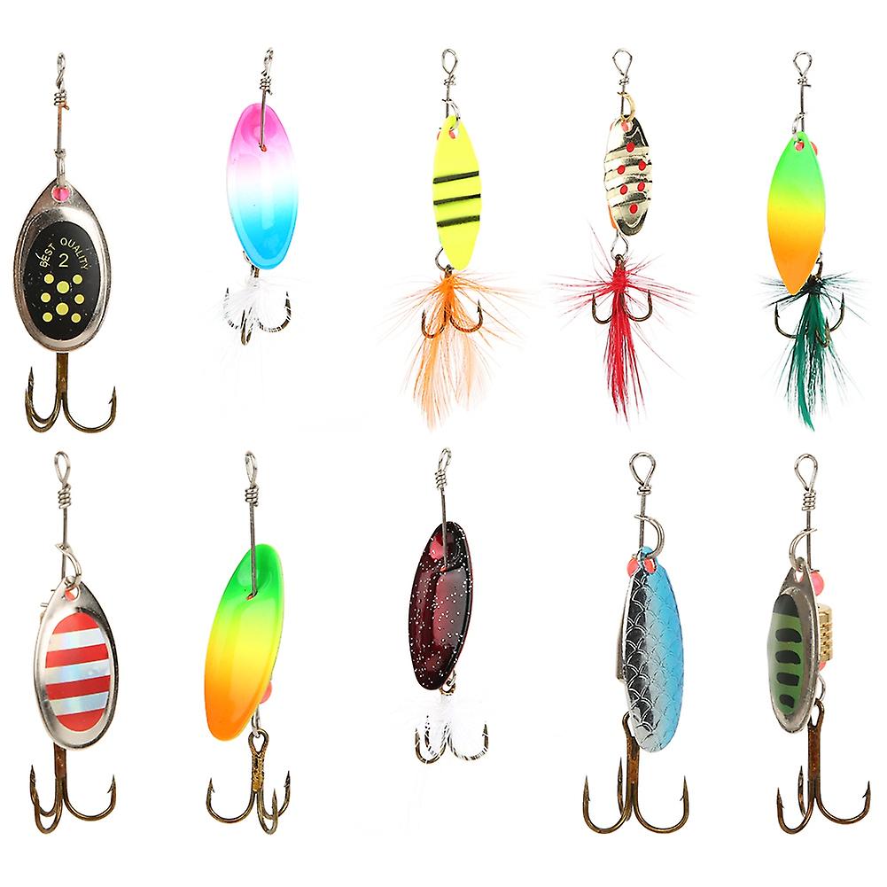 10pcs Sequins Fishing Lure Kit Hard Artificial Bait With Treble Hook Fishing Accessory