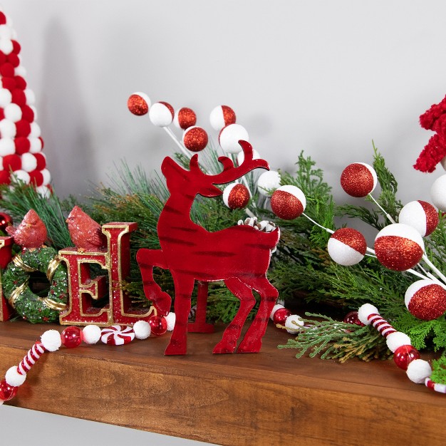 Glossy Red Standing Reindeer Christmas Decoration