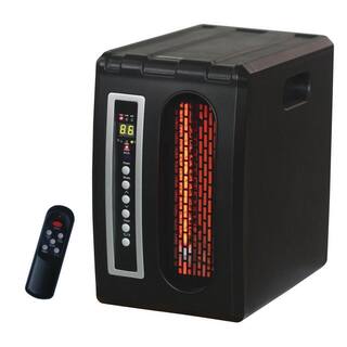 Comfort Glow 1500-Watt 3-Elements Black Compact Electric Quartz Infrared Heater with Remote Control Timer and ECO Efficiency Setting QDE1320