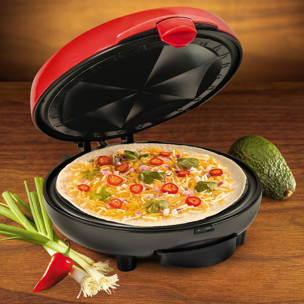 TACO TUESDAY 50.25 sq. in. Red Quesadilla Maker with Extra Stuffing Latch TCTEQM8RD