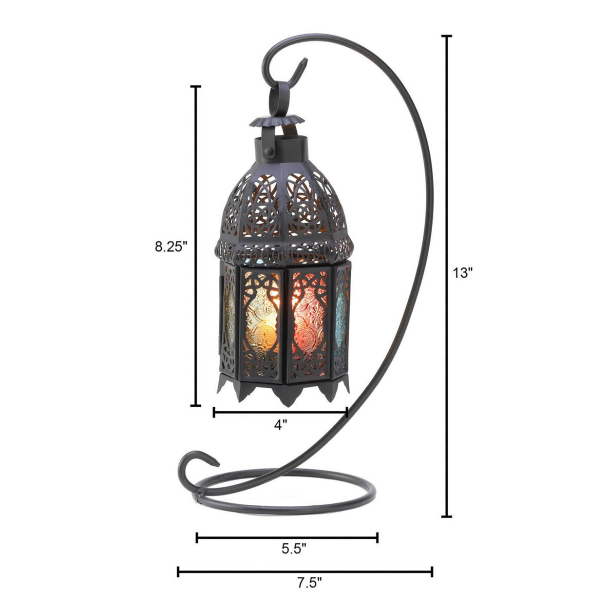 Home Decorative Multi-Colored Candle Lantern with Stand