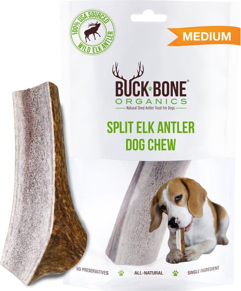 Buck Bone Organics Split Elk Antler Dog Chews， 4.5 - 5 in