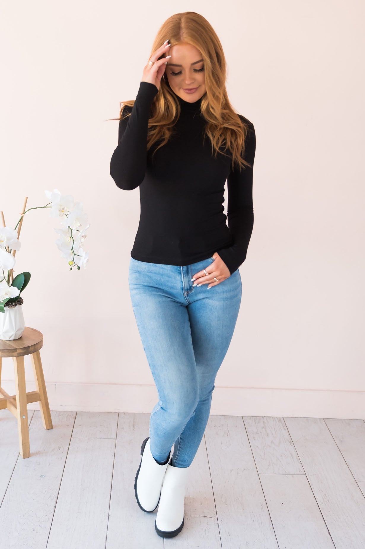 Sway Me Away Modest Turtleneck Top