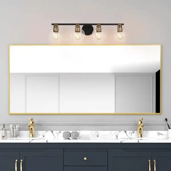 Iain Modern Black 2/3/4-Light Bathroom Vanity Lights Globe Seeded Glass Dimmable Wall Sconces