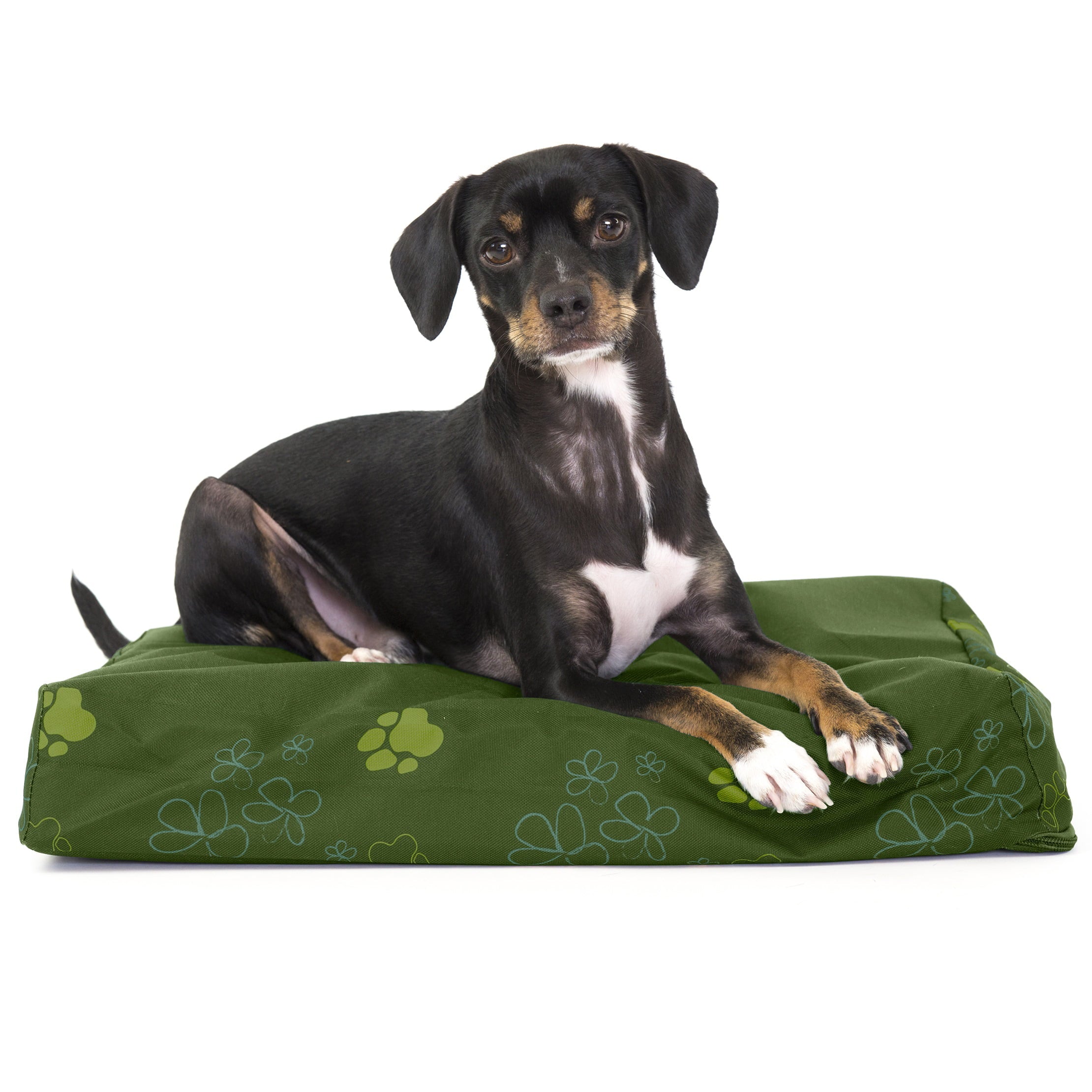 FurHaven Pet Dog Bed | Deluxe Orthopedic Polycanvas Indoor/Outdoor Garden Pet Bed for Dogs and Cats， Jungle Green， Small