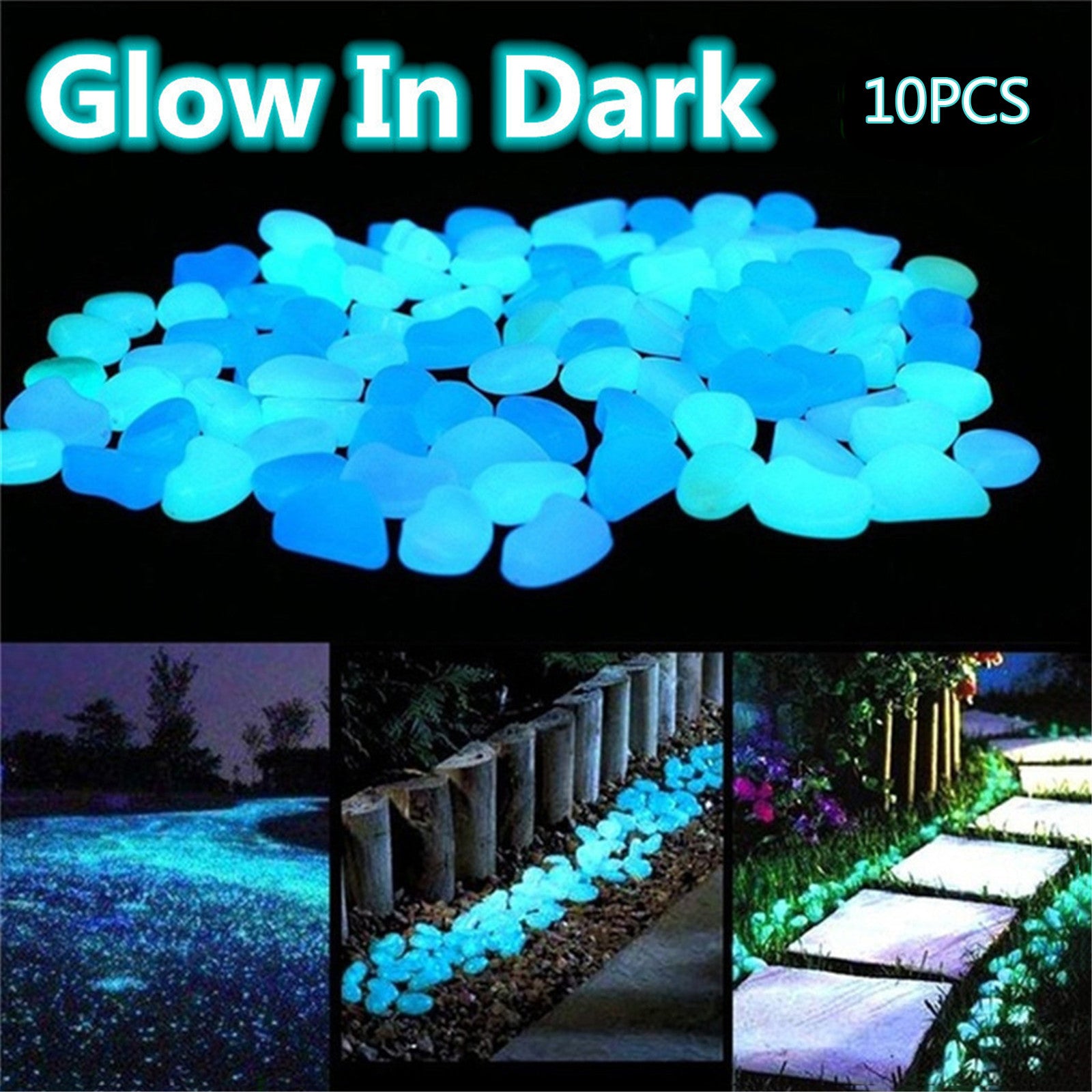 Glow in The Dark Pebbles, Glow Decorative Stones Rocks, Luminous Pebbles for Outdoor Decor, Garden Lawn Yard, Aquarium, Walkway, Fish Tank, Pathway(50pcs Green)