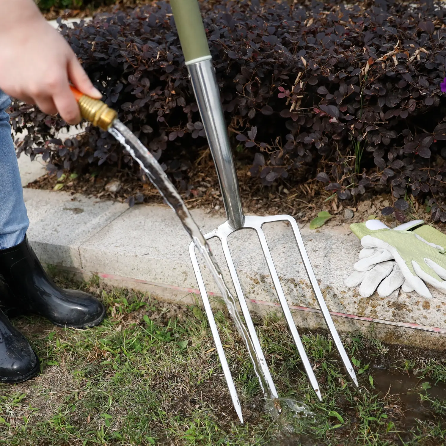 Large Stainless Steel Plastic Long Handle Gardening Trowel Fork Hand Digging Tools