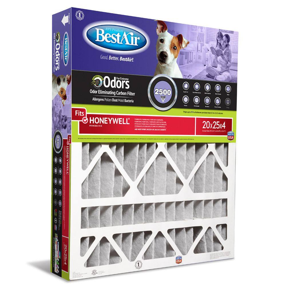 BestAir 20 x 25 x 4 Honeywell FPR 7 Carbon Air Cleaner Filter PFHW2025-11CR