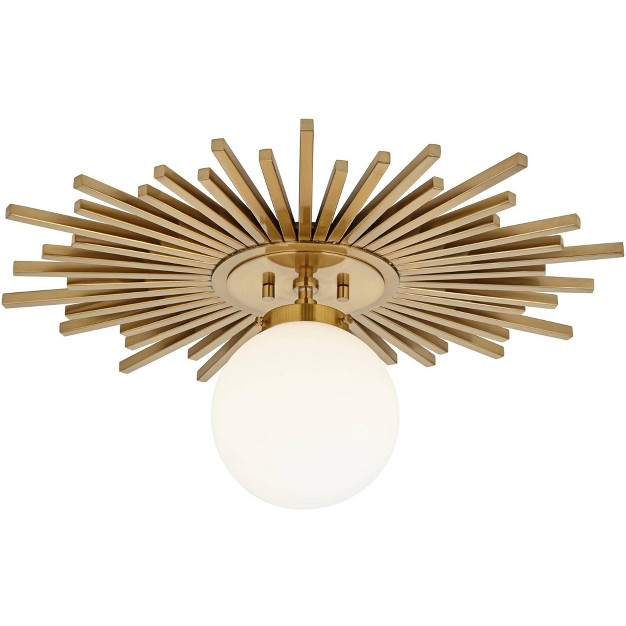 Wide Warm Brass White Globe Shade For Bedroom Kitchen Living Room Hallway