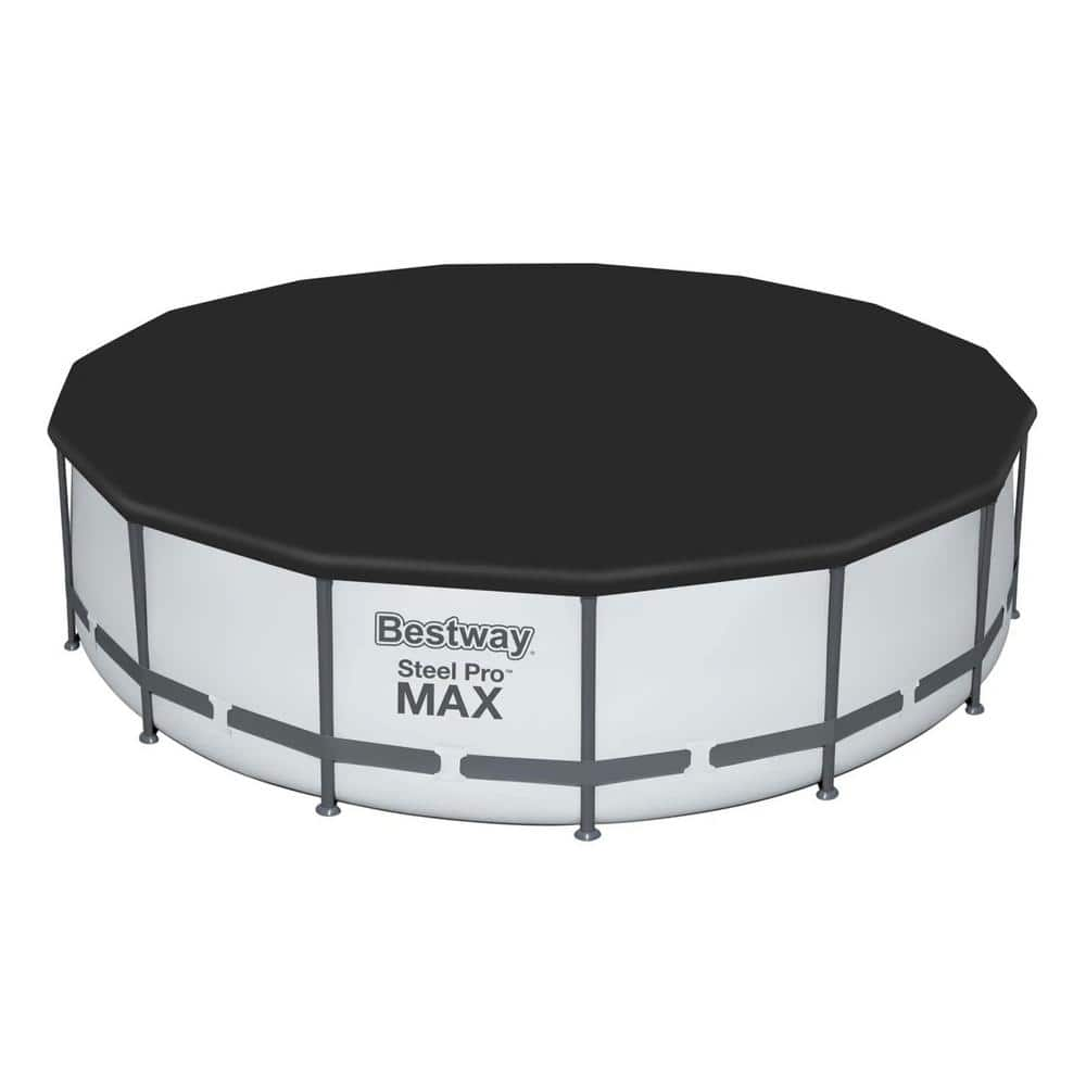 Bestway Pro MAX 15 ft. x 15 ft. Round 42 in. Deep Metal Frame Above Ground Swimming Pool with Pump & Cover 56687E-BW