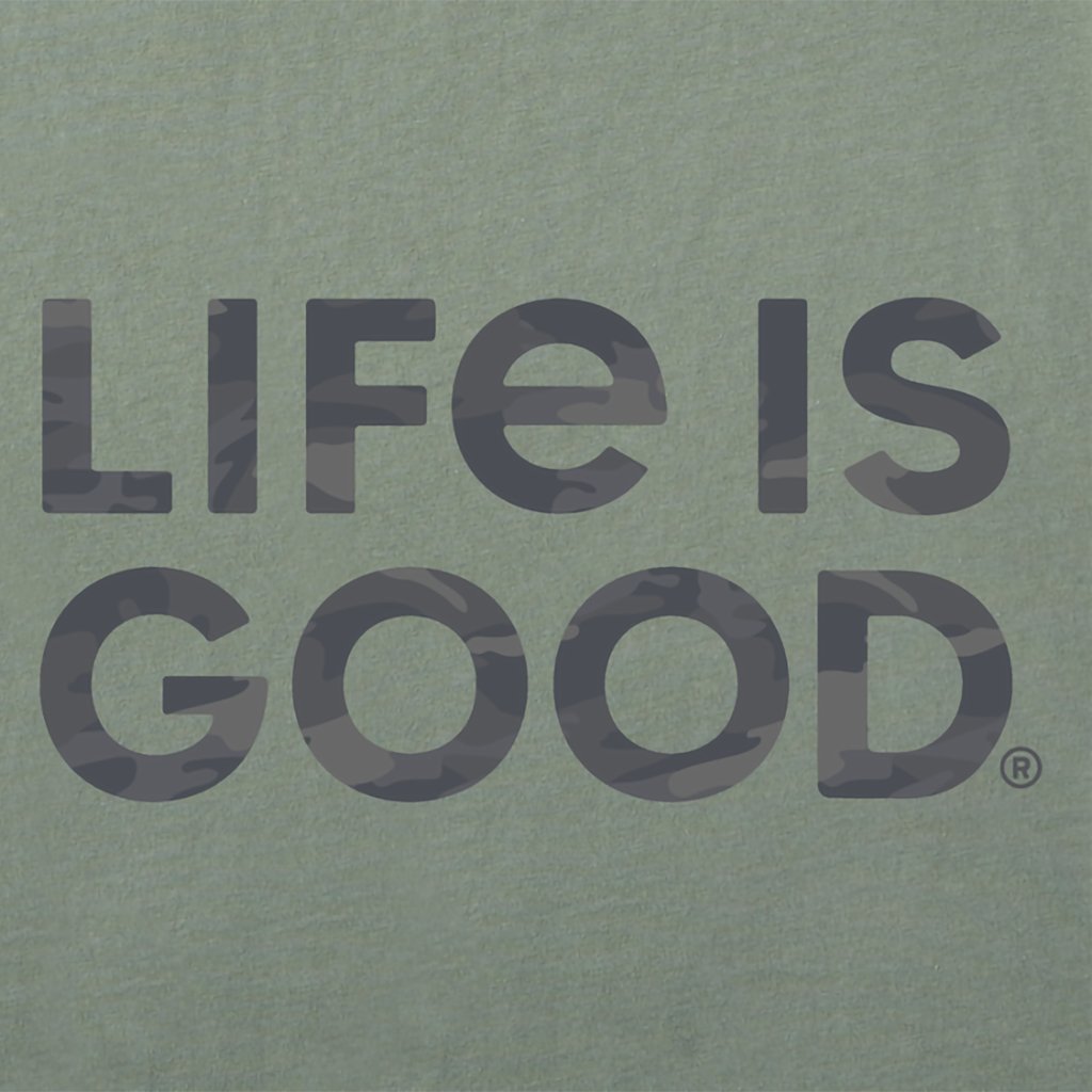 Life Is Good  Men's LIG Wordmark Stack Camo Crusher-LITE Tee