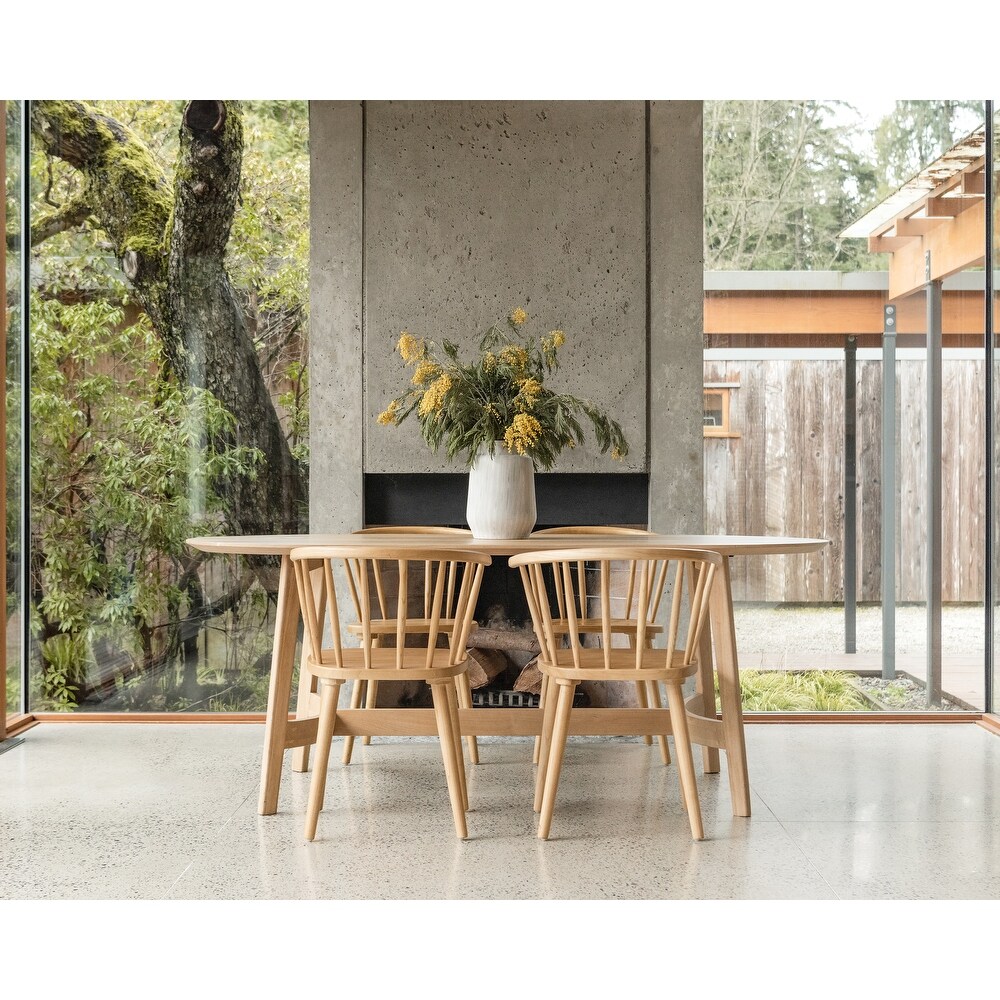 Aurelle Home Tyier Modern Solid Oak Soft Curve Dining Table