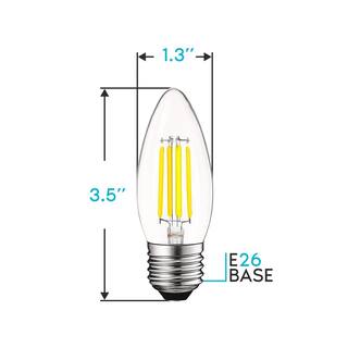 LUXRITE 60-Watt Equivalent B10 Dimmable Edison LED Light Bulbs Torpedo Tip Clear Glass 5000K Bright White (12-Pack) LR21608-12PK