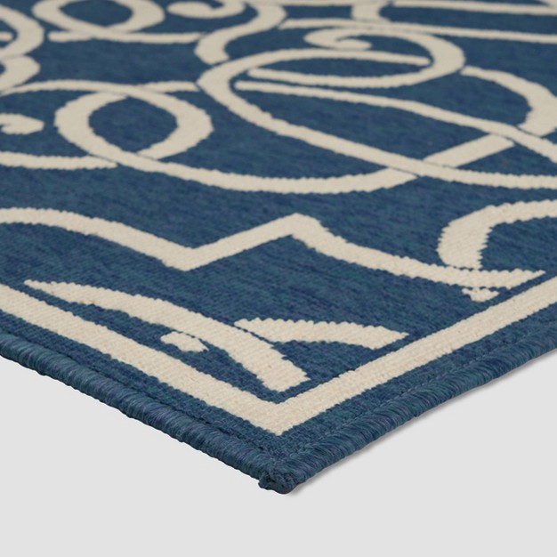 Belmont Geometric Outdoor Rug Navy ivory Christopher Knight Home