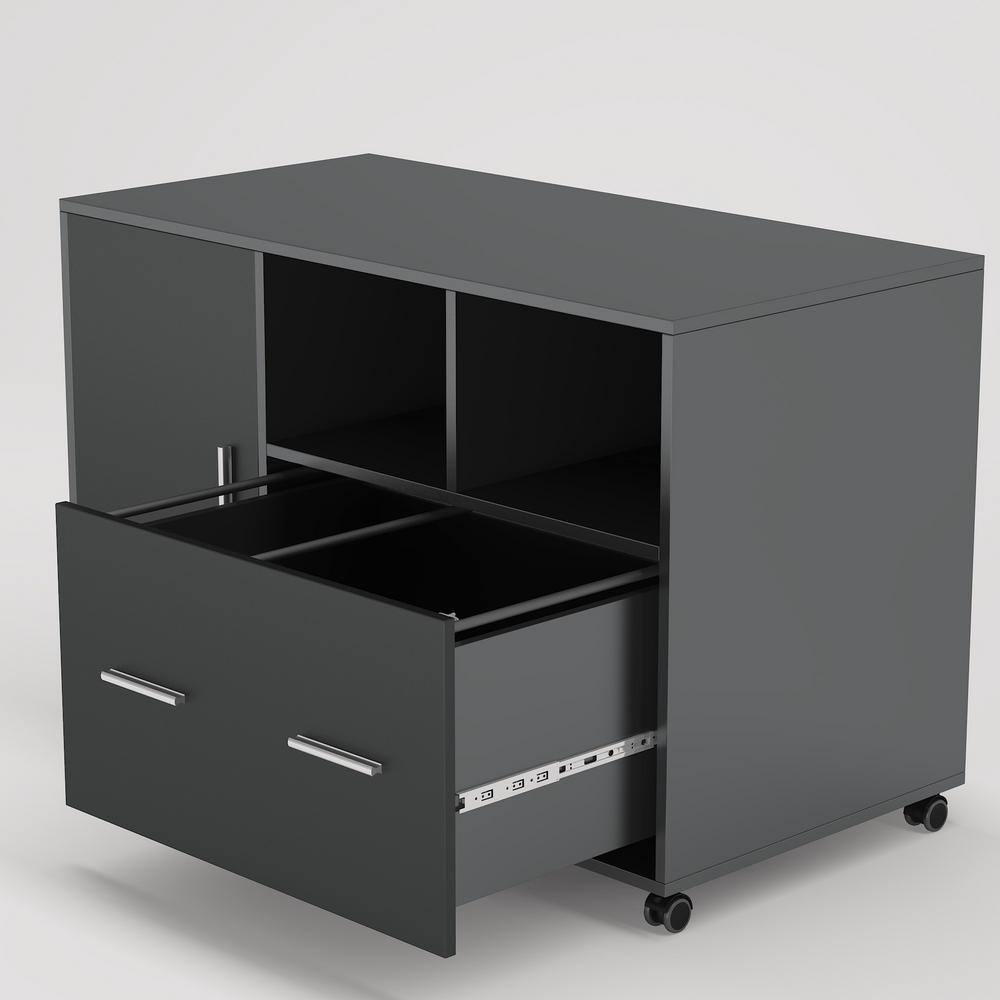 TRIBESIGNS WAY TO ORIGIN Catherine Black File Cabinet with Lock and Drawer HD-C0299