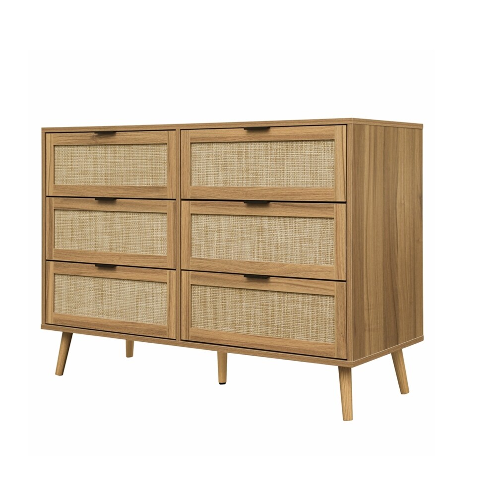 Modern 6 Drawer Dresser Wood Cabinet   N/A