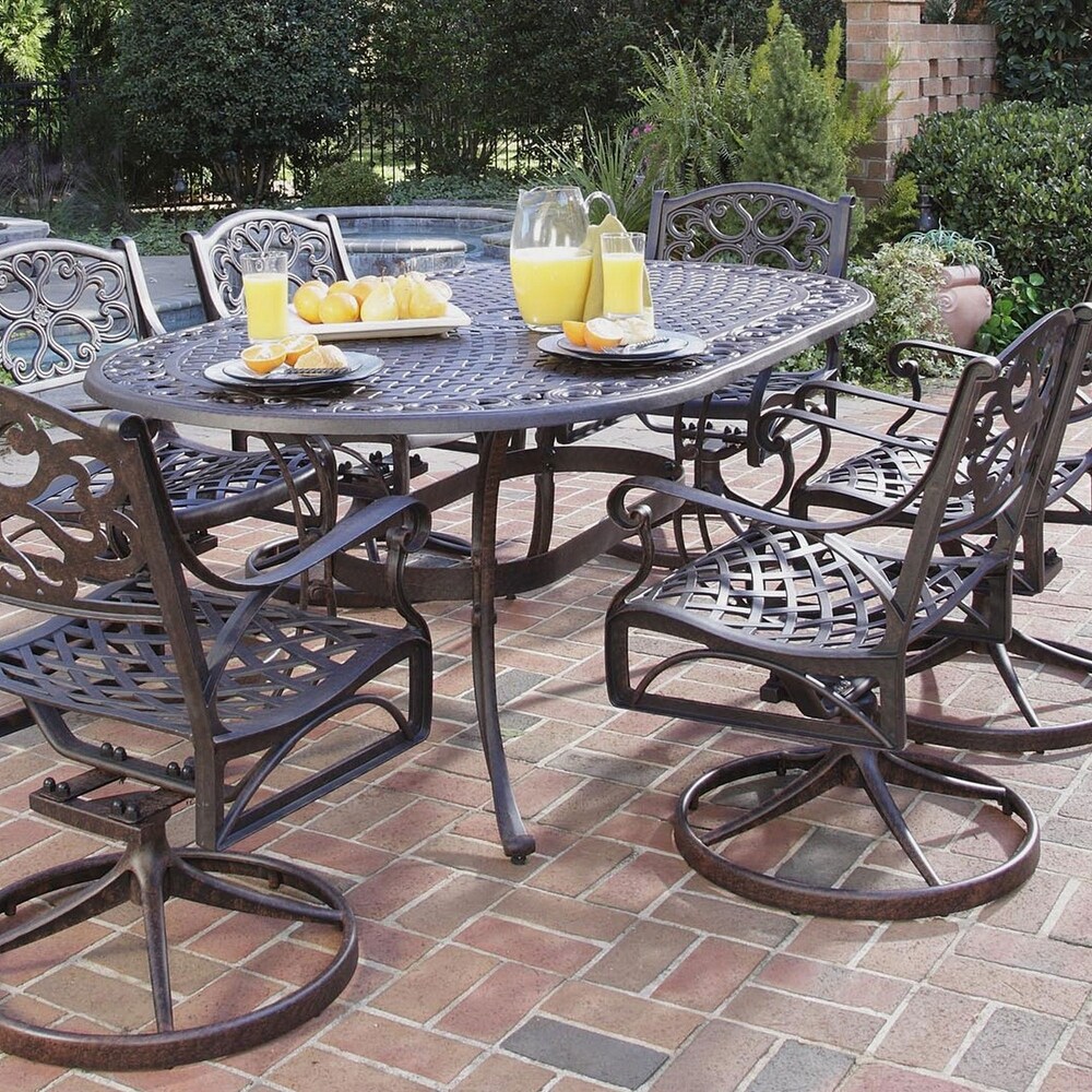 Sanibel Bronze 7 Piece Outdoor Dining Set  Table and 6 Swivel Chairs