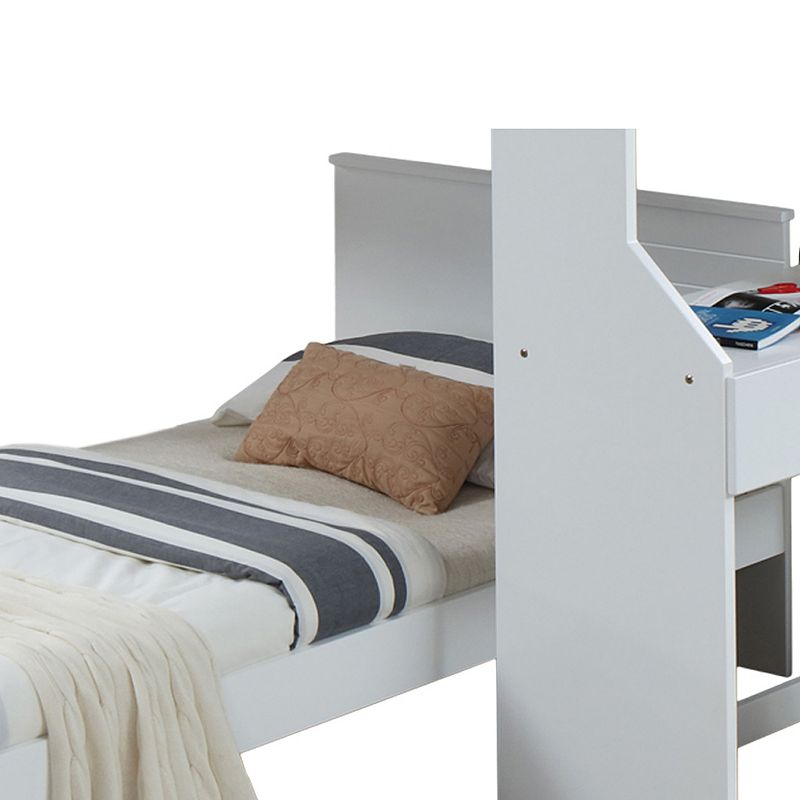 Modern Twin Size Wooden Panel Bed with Low Profile Footboard， White